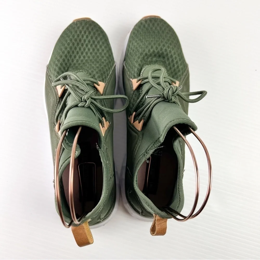 US Polo Assn Womens 7.5 Lace Up Lightweight Shoes Green White Athletic Trainers